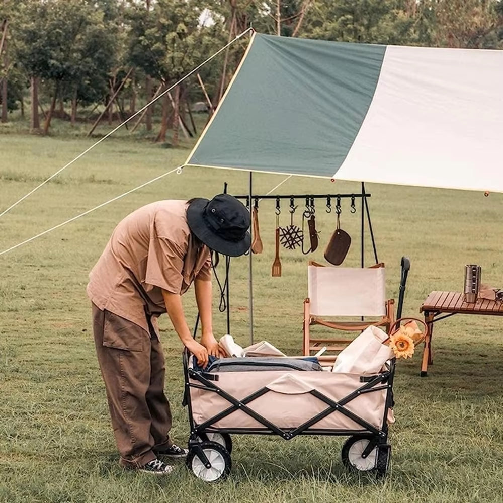 Folding Trolley Outdoor Camping Barbecue Trolley, Large Capacity Lightweight Storage Trolley, Folding Camping Trailer, Camping