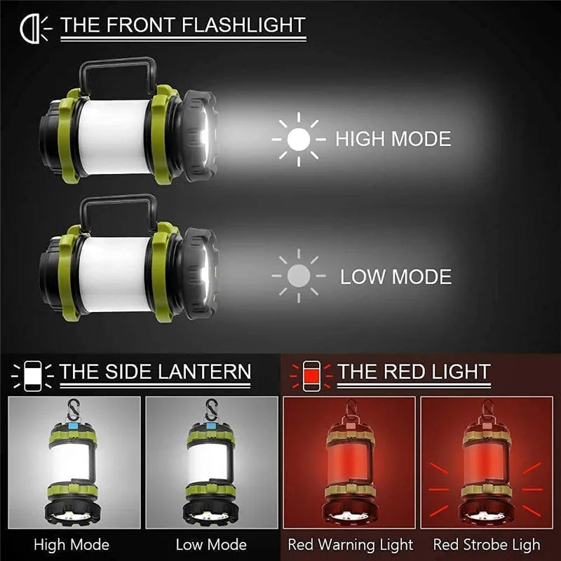 Camping Lantern Rechargeable 3000 Capacity Power Bank Camping Flashlight Waterproof Led Portable Camping Lamp Torch Flash Light