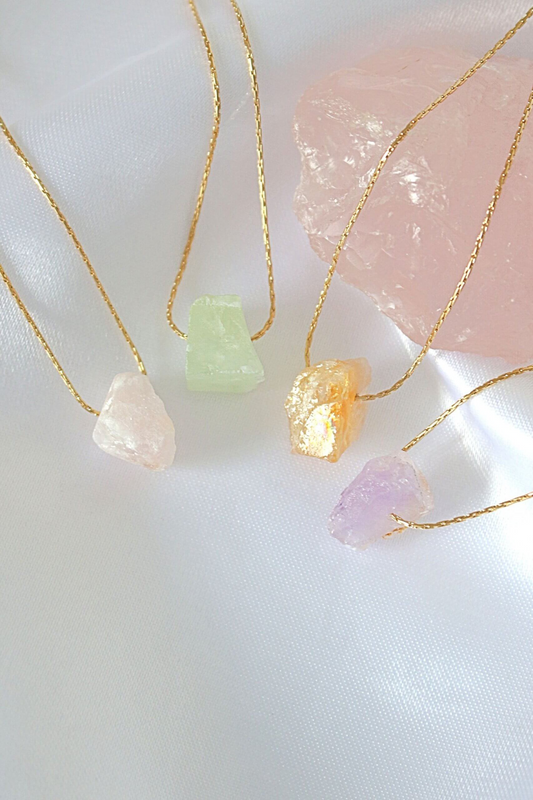 Raw Natural Crystals | 24K Pendant  Necklaces