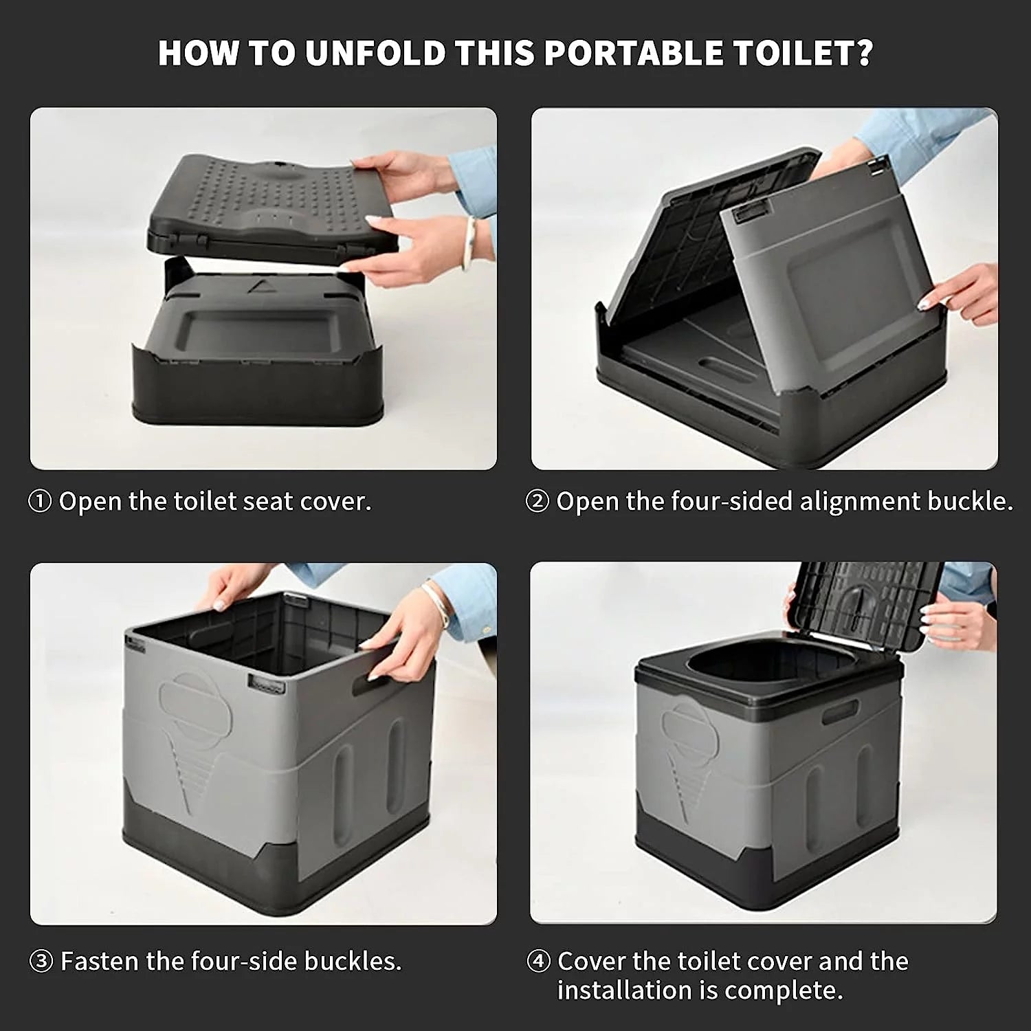 Portable Toilet for Camping，Camping Potty for Home/Camping/Boat/Hiking/Long Trips/Beach Use（Black）