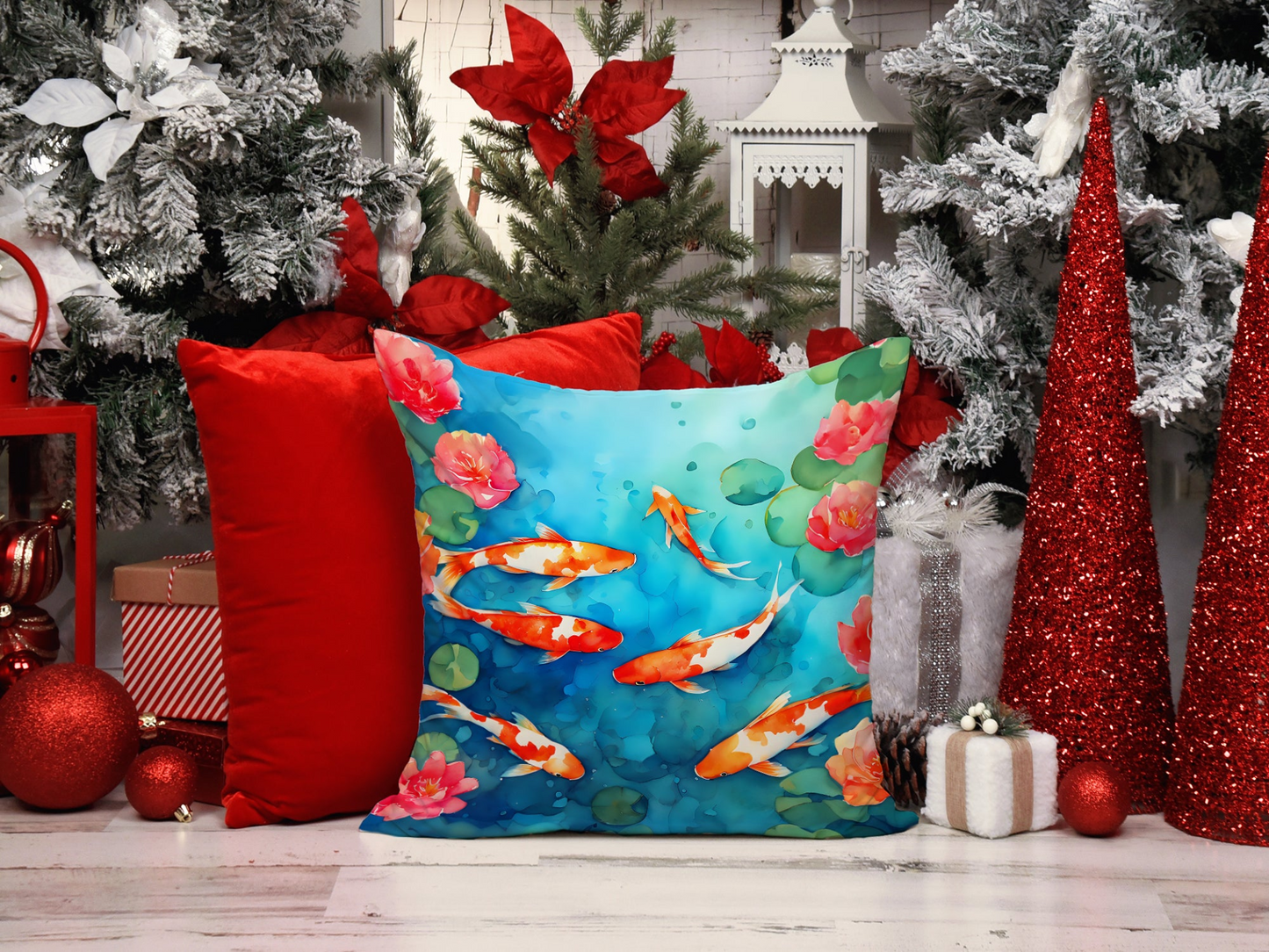 Koi Fish Throw Pillow