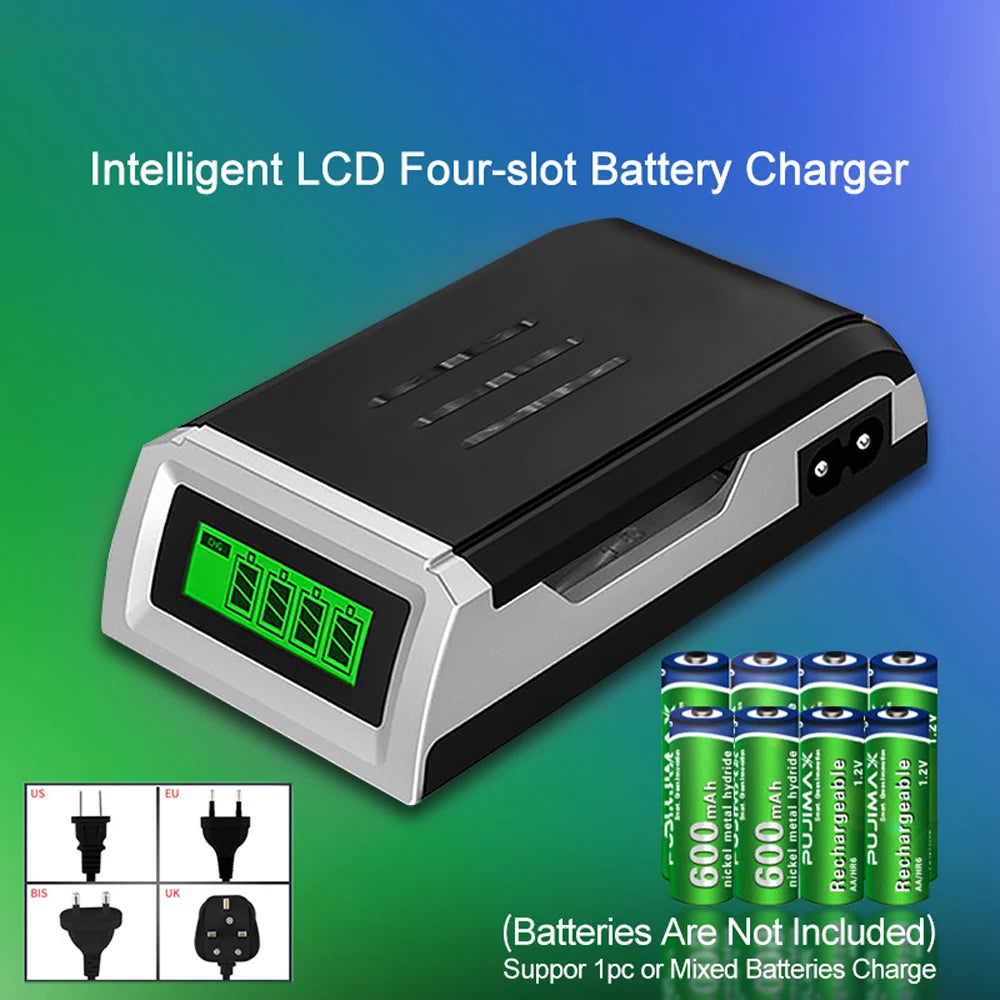 8 Slot Smart Battery Charger LED Display for AA/AAA NiMH Rechargeable Batteries