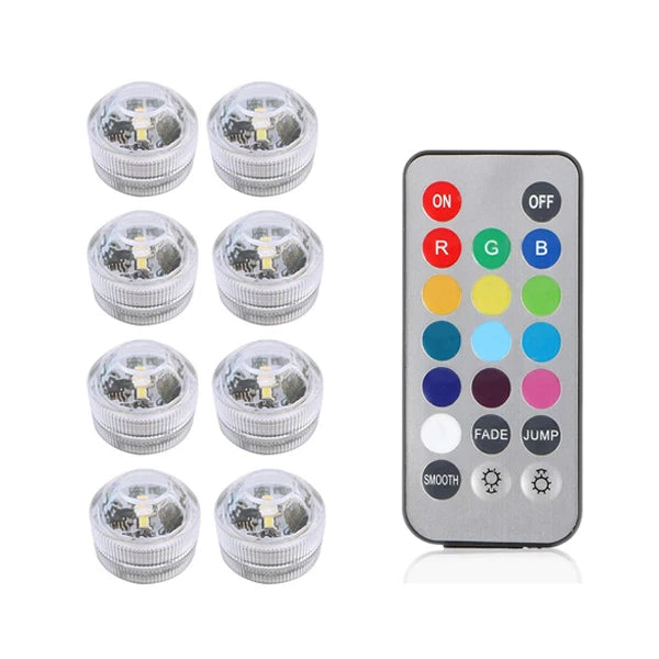 Submersible LED Lights Waterproof RGB Underwater Light For Wedding Tea Light Hot Tub Pond Pool Bathtub Aquarium Party Vase Decor