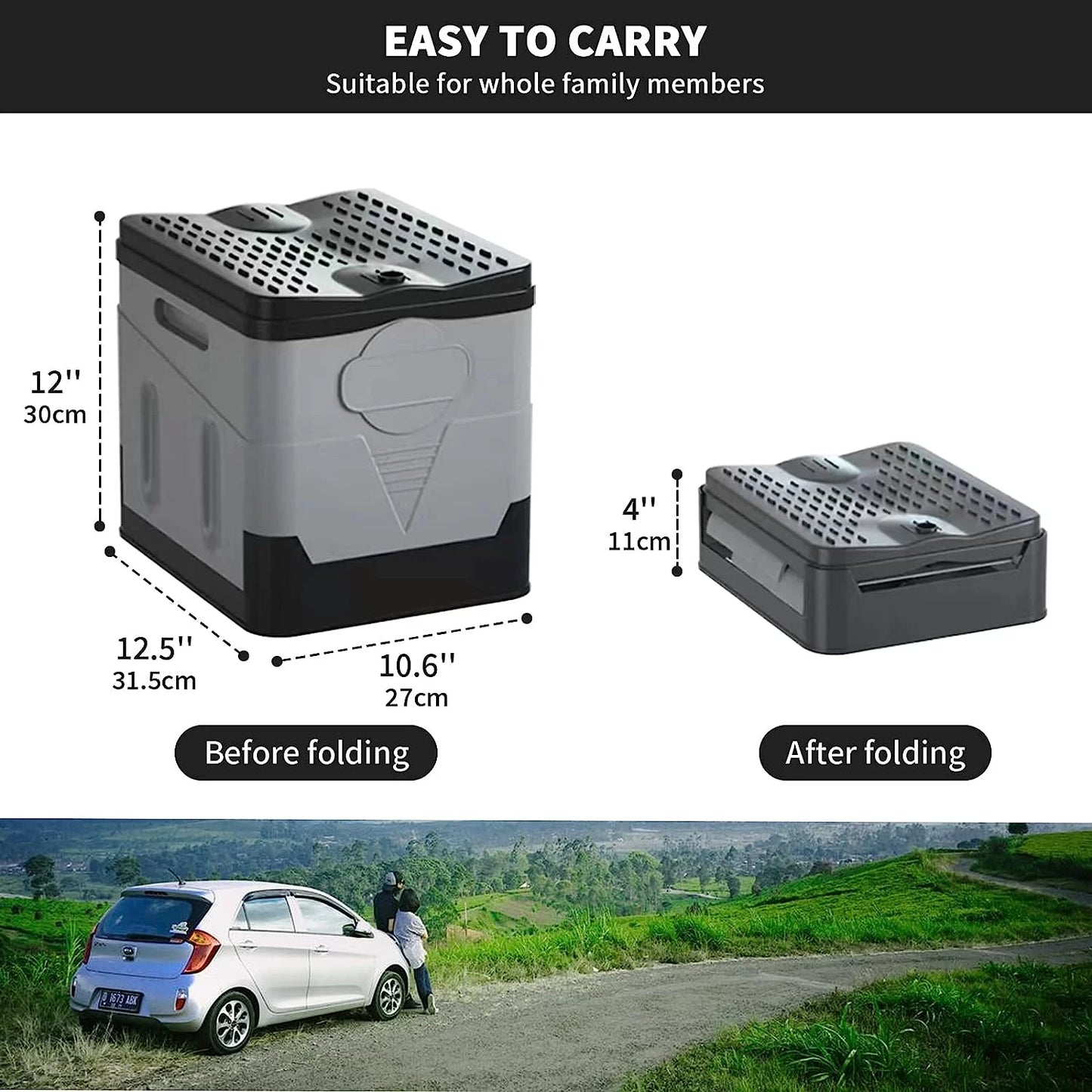 Portable Toilet for Camping，Camping Potty for Home/Camping/Boat/Hiking/Long Trips/Beach Use（Black）