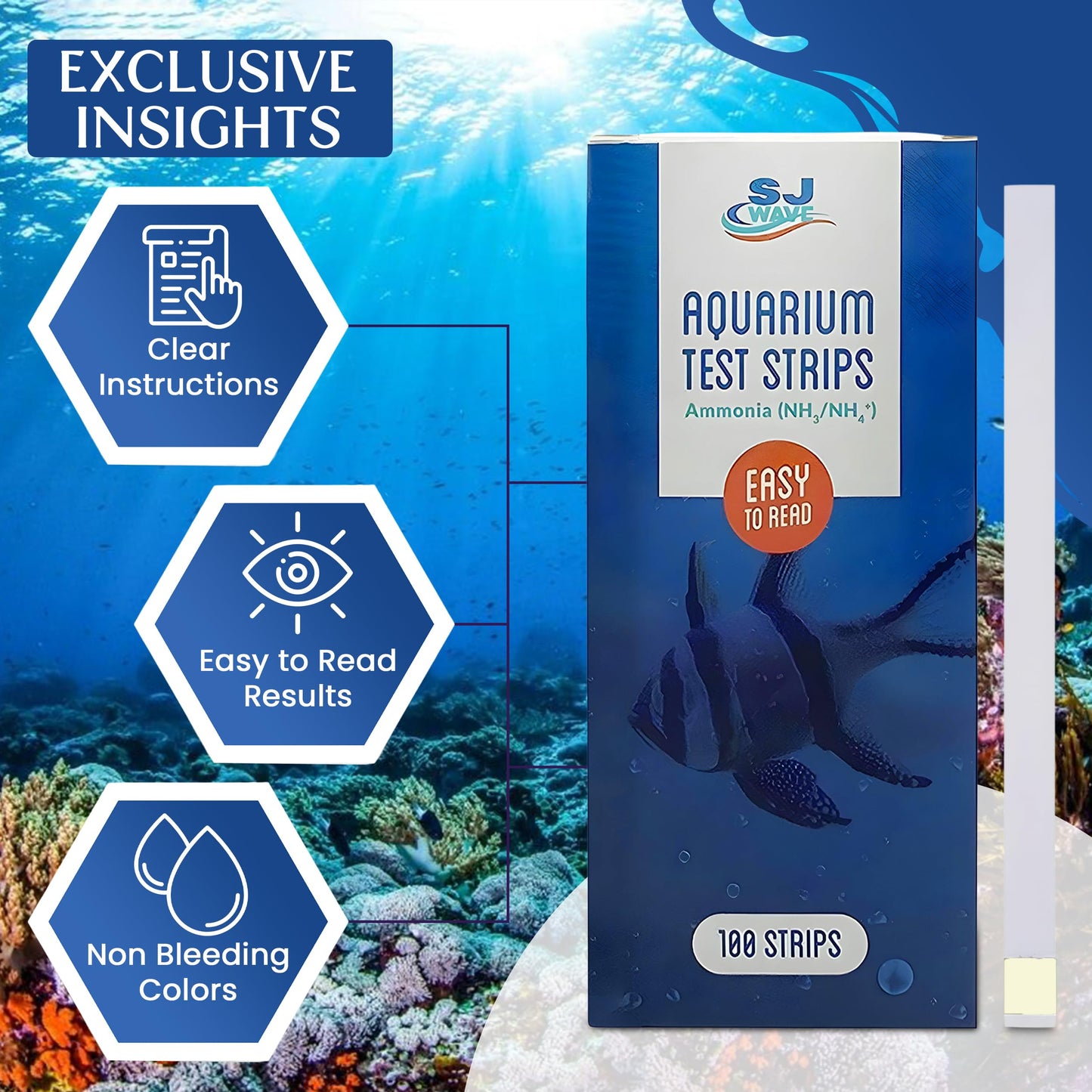 Aquarium Water Test Kit – 7 in 1 Fish Tank Water Testing Kit & eBook – Contains 100 Aquarium Test Strips & 1 Fish Tank Thermometer - Aquarium Test Kit Freshwater - Pond Water Test Kit