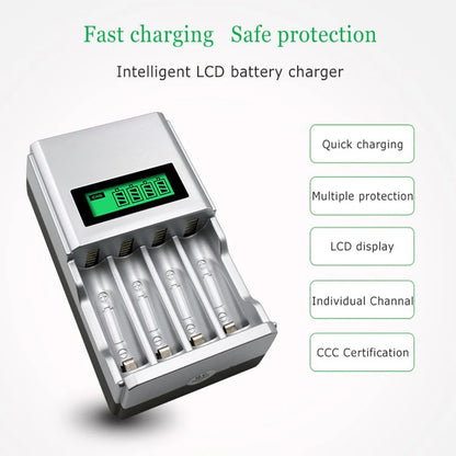 8175 Battery Charger with 4 Slots Smart Intelligent Battery EU Charger For AA / AAA NiCd NiMh Rechargeable Batteries LCD Display