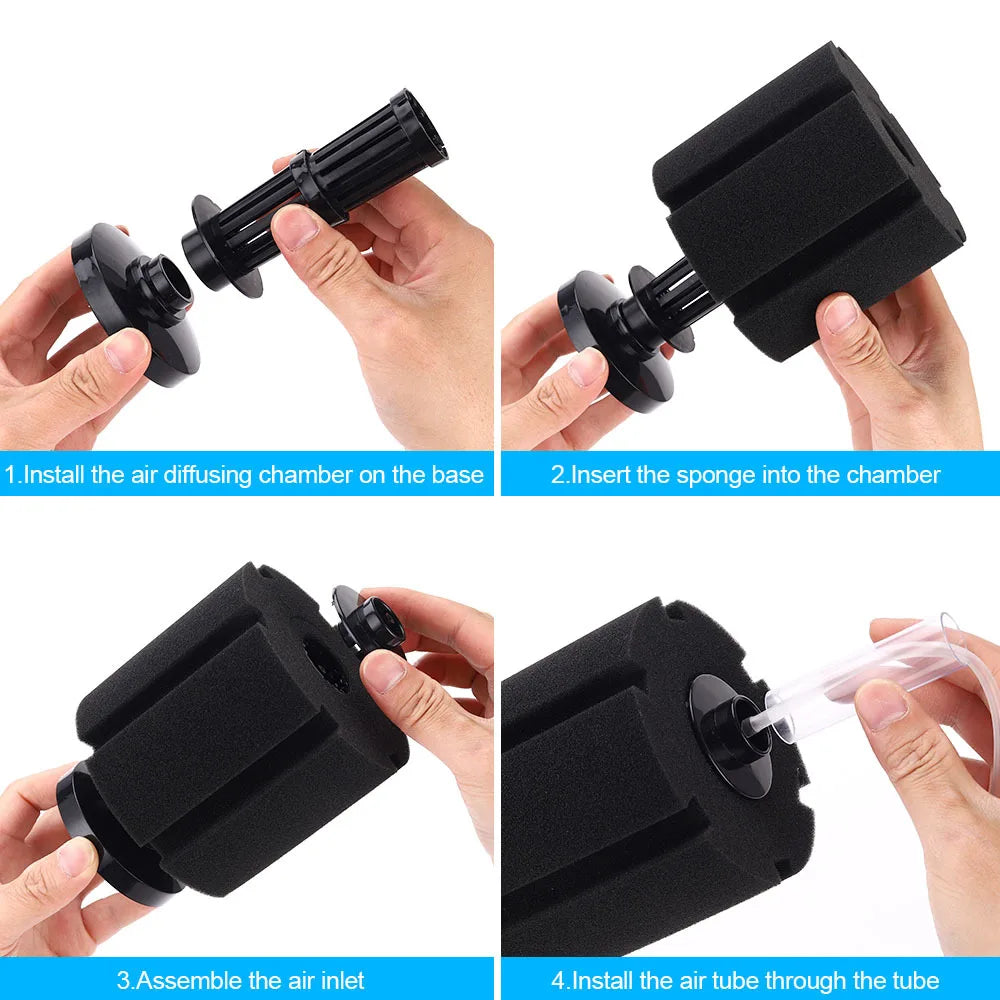 Three-Size Aquarium Air Pump Skimmer: Biochemical Sponge Filter FA011.