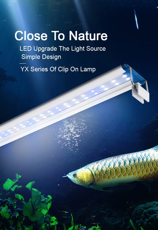 Super Slim LED Aquarium Light for Aquatic Plants, Adjustable Waterproof Clip-On Lamp for Fish Tanks, 18-75CM.