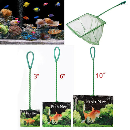 Long Handle Portable Fish Net for Aquariums, Square Design for Catching Fish and Cleaning Floating Debris in Fish Tanks.