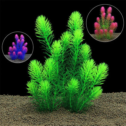 Plastic underwater plants for fish tanks, perfect for decorating with aquatic grass and water weeds.