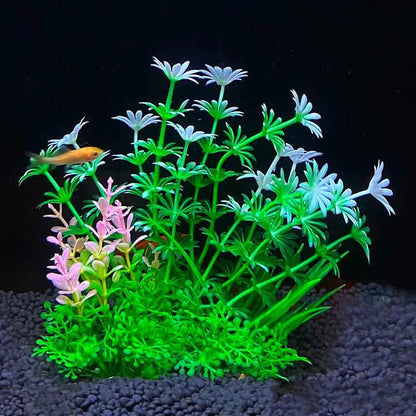 Fake green underwater plants for aquariums, designed to look like real aquatic grass, perfect for decorating fish tanks.