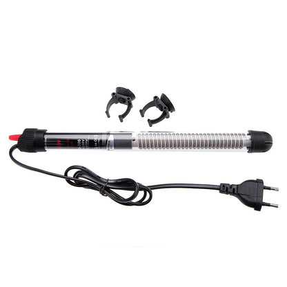 Heater rod for aquariums has an adjustable thermostat and comes in 25W, 50W, 100W, 200W, and 300W options. It works with 110V-220V power.