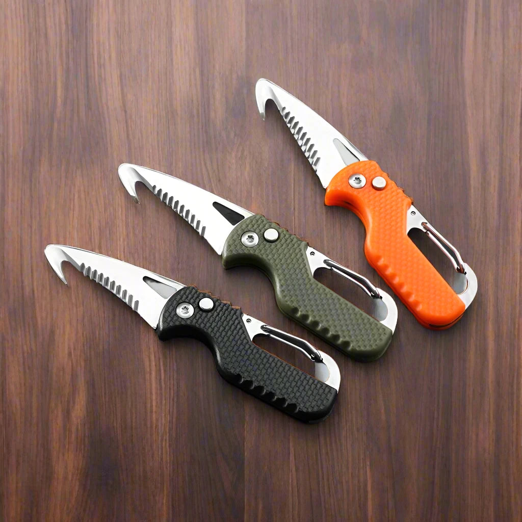 4-in-1 Folding Clipper Scissors Knife with Key Manicure Multi-tool, made of stainless steel, perfect for camping.