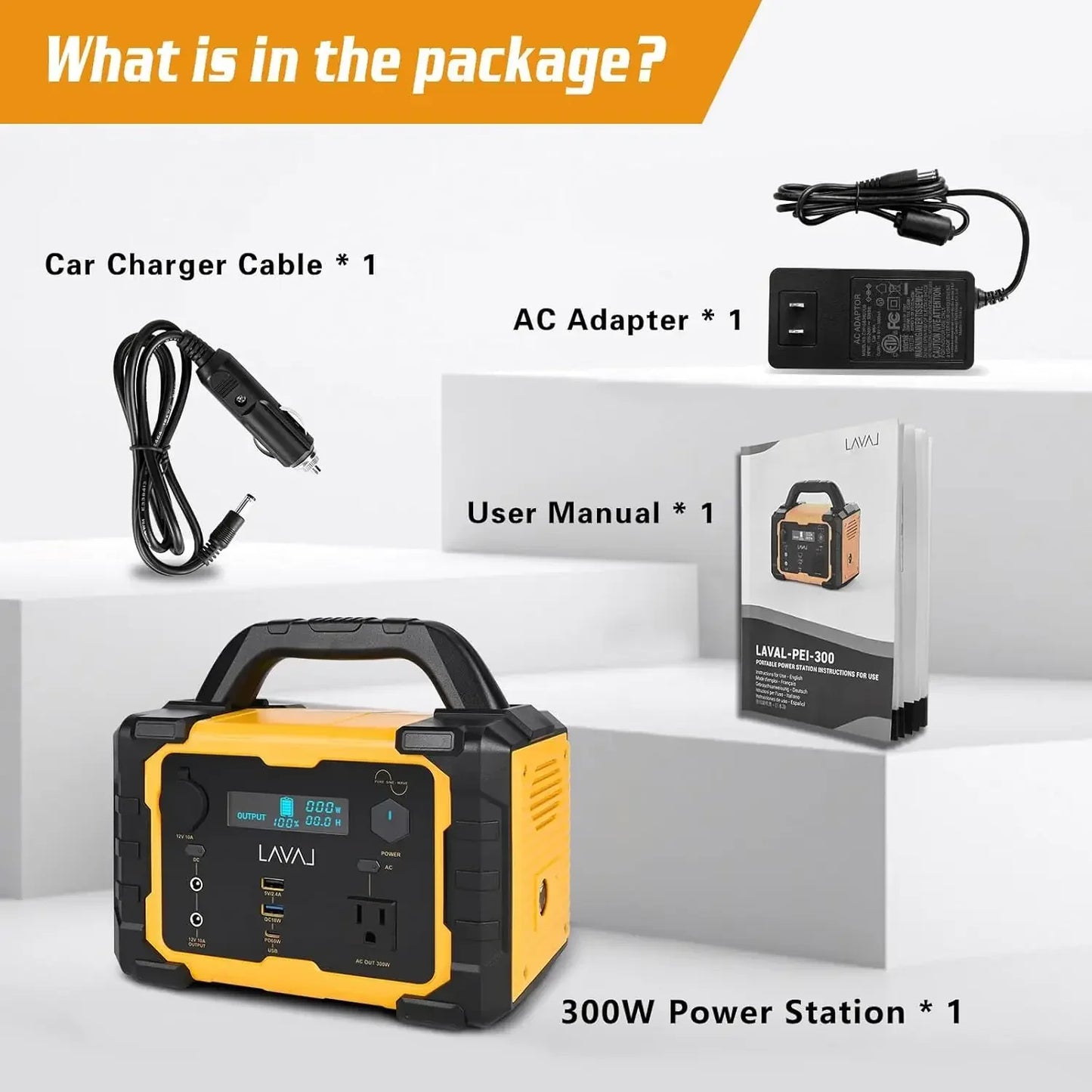 300W Portable Power Station with a 294Wh Lithium Battery, featuring a 120V/300W AC Outlet. Ideal solar generator for home, RV, and outdoor use.