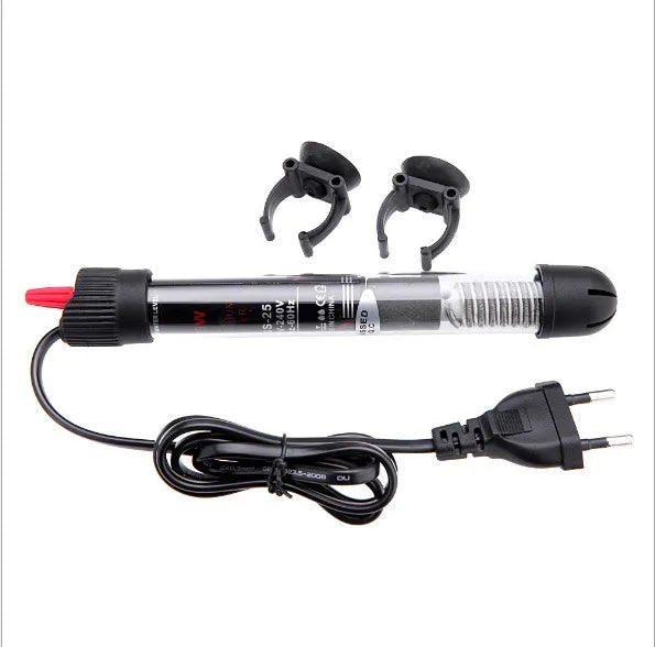 Heater rod for aquariums has an adjustable thermostat and comes in 25W, 50W, 100W, 200W, and 300W options. It works with 110V-220V power.