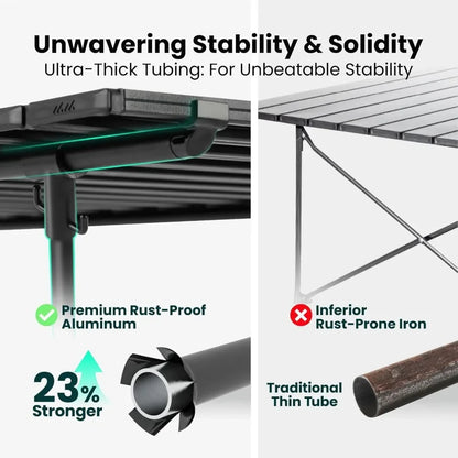 Portable Camping Table, Foldable Aluminum Table for Outdoor Use, Comes with a Carry Bag for Easy Transport, Great for Indoor, Picnics, and Grilling.