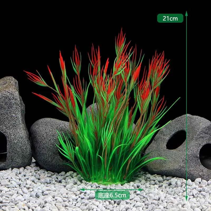 Plastic underwater plants for fish tanks, perfect for decorating with aquatic grass and water weeds.