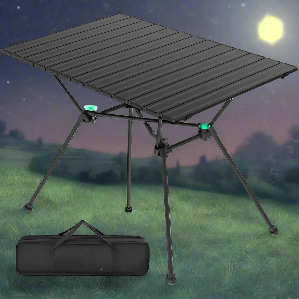 Portable Camping Table, Foldable Aluminum Table for Outdoor Use, Comes with a Carry Bag for Easy Transport, Great for Indoor, Picnics, and Grilling.