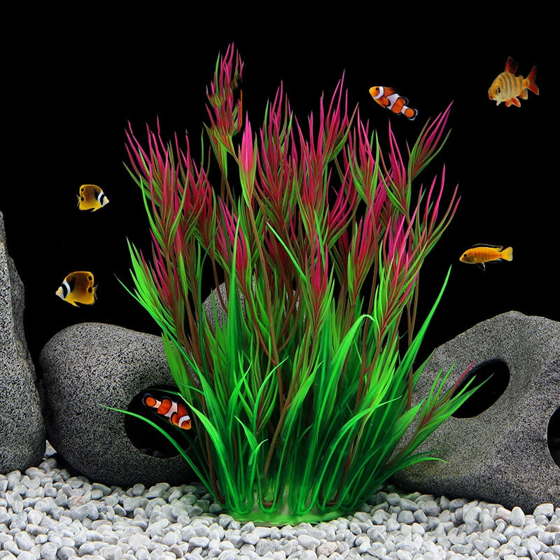 Plastic underwater plants for fish tanks, perfect for decorating with aquatic grass and water weeds.