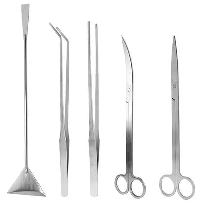 Stainless Steel Scissor Tweezers for Aquarium Plants, Wave Scissors for Grass, Cleaning Tools, and Storage Holder for Fish Tank Accessories.