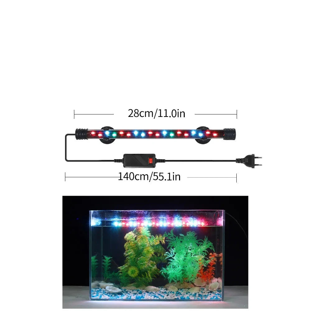 LED Plant Grow Light for Aquariums, Waterproof, suitable for fish tanks 18-58CM. Decorative lighting for underwater aquariums, operates on 90-260V with 5730 chip.