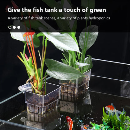 Wall-Mounted Aquarium Planter Cups for Aquatic Plants, Fish Tank Plant Holder, and Planter Basket.