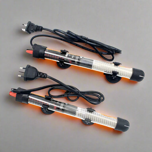 220V Adjustable Temperature Heater Rod for Aquariums, available in 25W, 50W, 100W, 200W, and 300W, designed for submersible use to heat fish tank water.