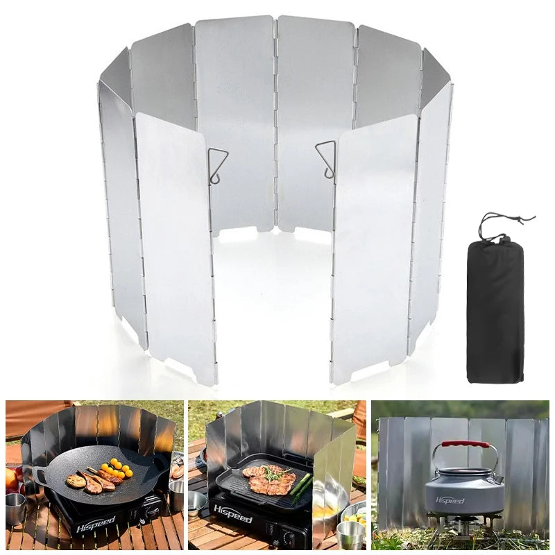 Portable Wind Shield for Outdoor Cooking, Foldable Aluminum Sheet for Camping Stoves, Picnic Cookers, and Wind Deflectors.