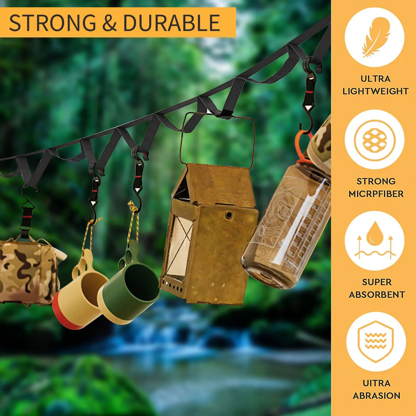 8/5m Outdoor Hanging Rope Portable Lanyard Canopy Hanger for Camping, Campsite Storage Strap, Backpacking, Hiking, and Tent Accessories.