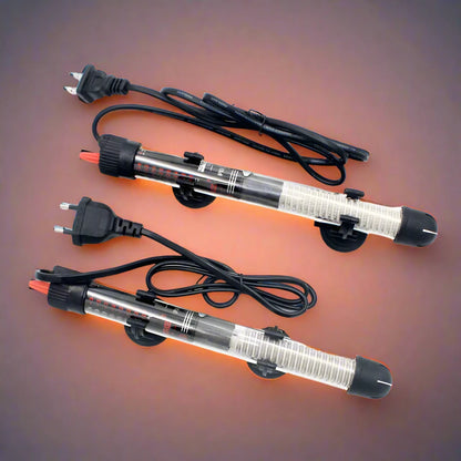 Heater rod for aquariums has an adjustable thermostat and comes in 25W, 50W, 100W, 200W, and 300W options. It works with 110V-220V power.