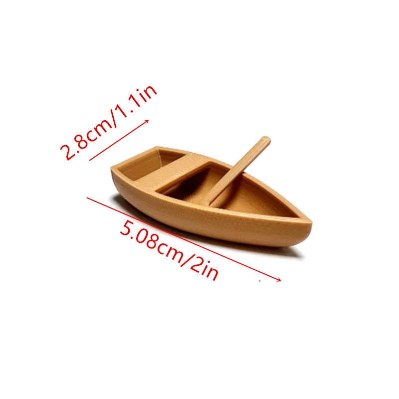 Nano Floating Aquarium Boat - Decorative Rowboat for Fish Tanks - Ornament for Shrimp and Betta Aquariums.