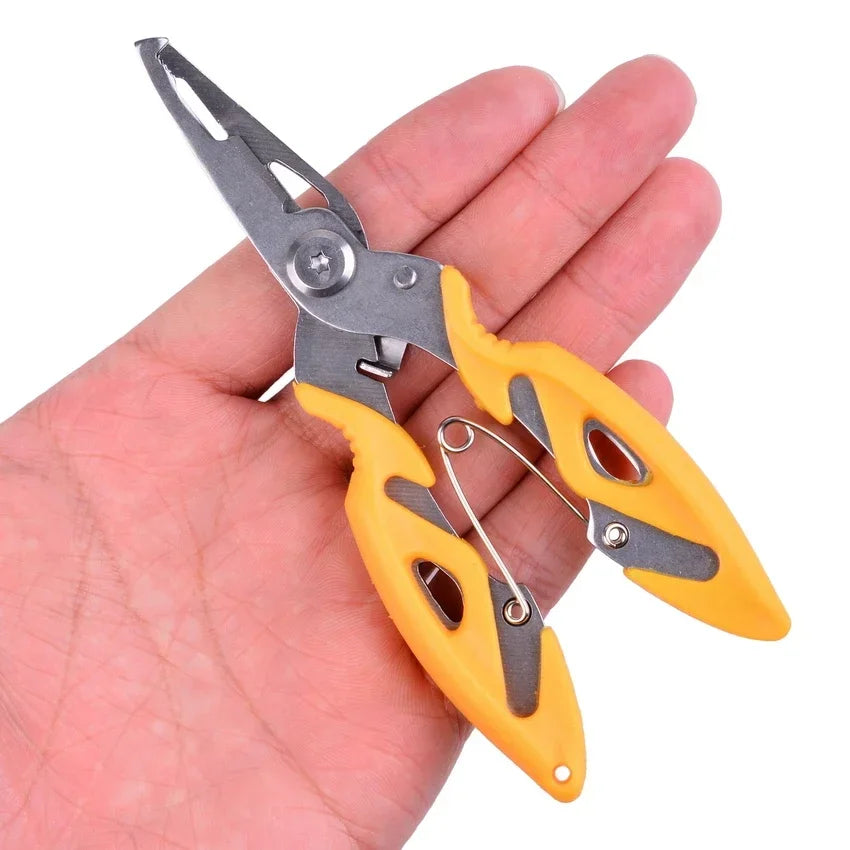 Fishing Pliers Tool Set for Winter: Includes multifunctional pliers, vise, fly knitting tools, scissors, braid, and fish tongs.