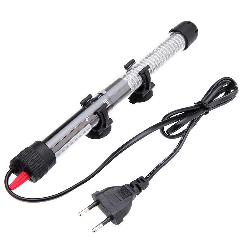 Heater rod for aquariums has an adjustable thermostat and comes in 25W, 50W, 100W, 200W, and 300W options. It works with 110V-220V power.