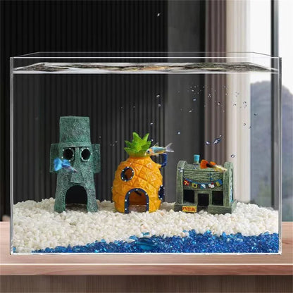 Simulation Resin Fish Tank Decoration with Cartoon Fish Figures for Aquarium Ornaments and Decor.