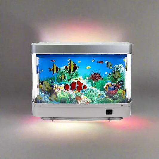 Tropical Fish Tank Light - Fake Aquarium Decoration with Moving Ocean Effect. Perfect Night Light for Kids, Great Gift for Halloween and Christmas.