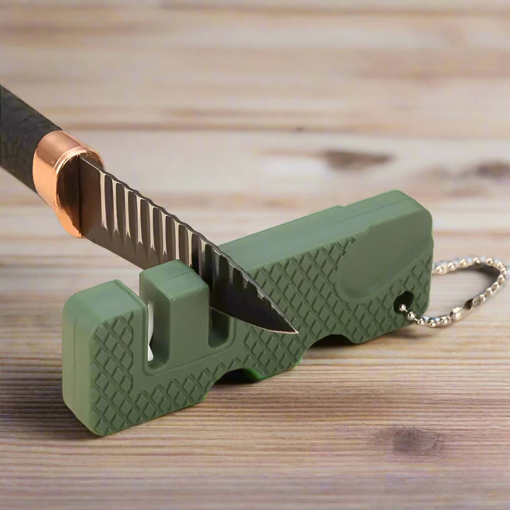 Small Portable Outdoor Knife Sharpener for Scissors, Fishing Hooks, and Carbide Knives. Great for Camping and Kitchen Use.