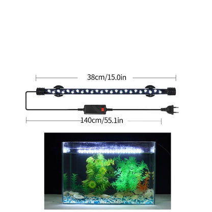 LED Plant Grow Light for Aquariums, Waterproof, suitable for fish tanks 18-58CM. Decorative lighting for underwater aquariums, operates on 90-260V with 5730 chip.