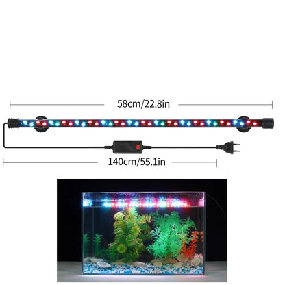 LED Plant Grow Light for Aquariums, Waterproof, suitable for fish tanks 18-58CM. Decorative lighting for underwater aquariums, operates on 90-260V with 5730 chip.