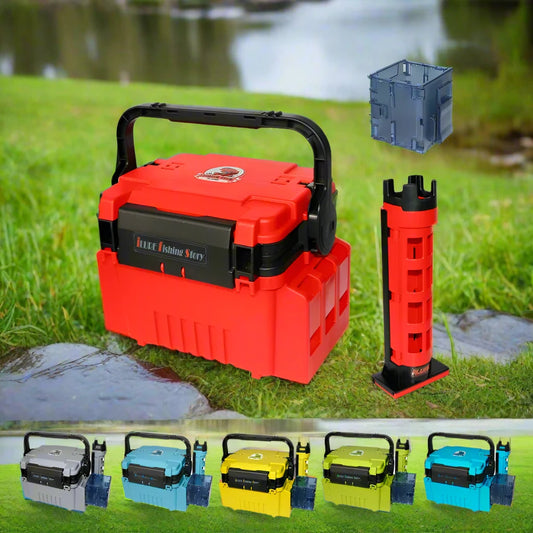 Fishing Tackle Box Large Fishing Tool Box Multi-Function Rod Stand Cup Holder Storage Box Fishing Accessory Goods.