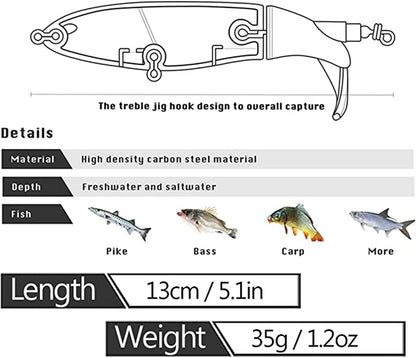 10cm/14cm Topwater Fishing Lure Whopper Popper, a hard bait with a soft rotating tail, perfect for fishing tackle and bait.