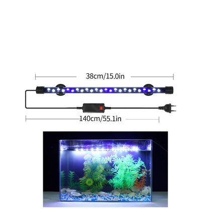 LED Plant Grow Light for Aquariums, Waterproof, suitable for fish tanks 18-58CM. Decorative lighting for underwater aquariums, operates on 90-260V with 5730 chip.