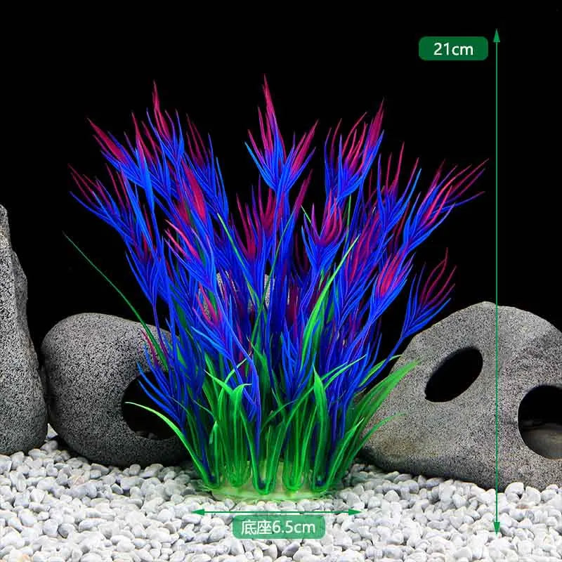 Plastic underwater plants for fish tanks, perfect for decorating with aquatic grass and water weeds.