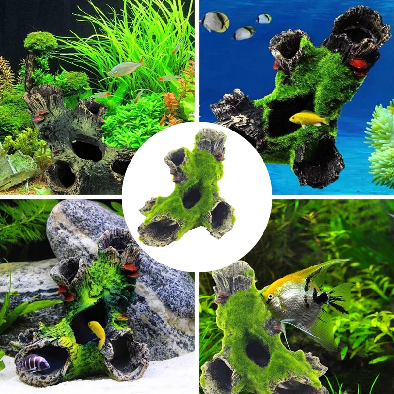 Resin Tree Trunk Decoration for Aquariums, perfect for creating hiding spots for shrimp and fish in your tank.