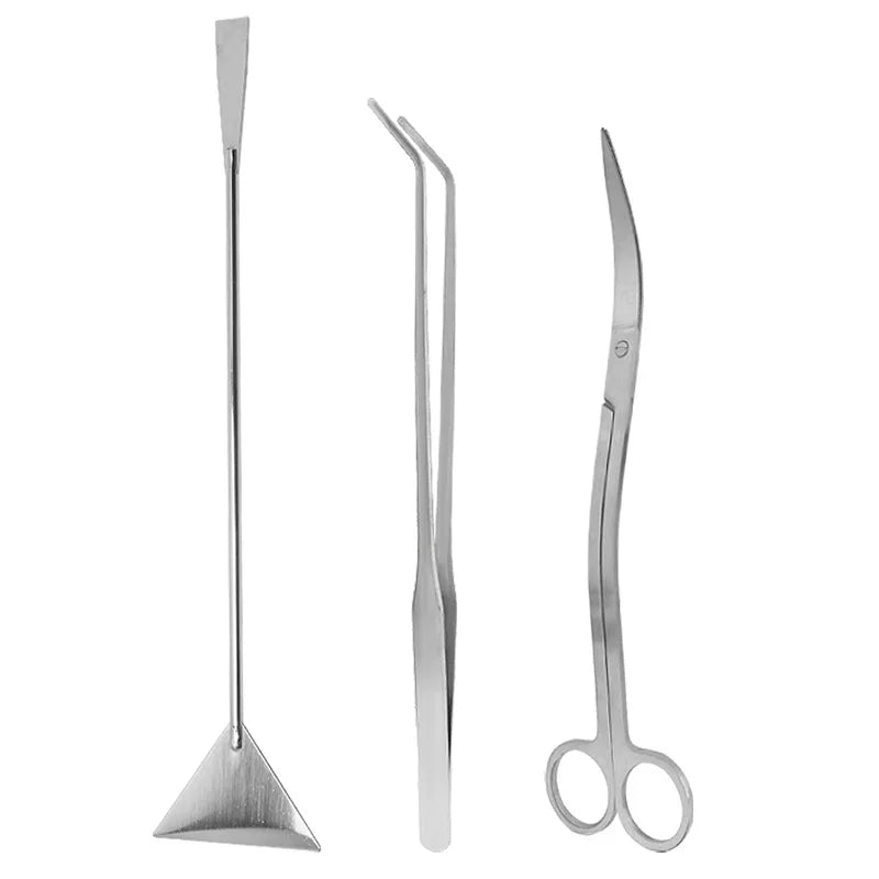 Stainless Steel Scissor Tweezers for Aquarium Plants, Wave Scissors for Grass, Cleaning Tools, and Storage Holder for Fish Tank Accessories.