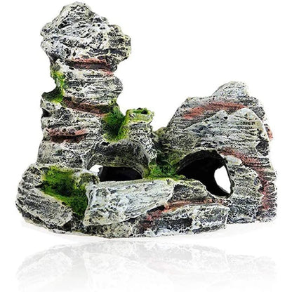 Small Decorative Green Grass for Fish Tanks, Resin Aquarium Accessories, Cave Mountain View Decoration.