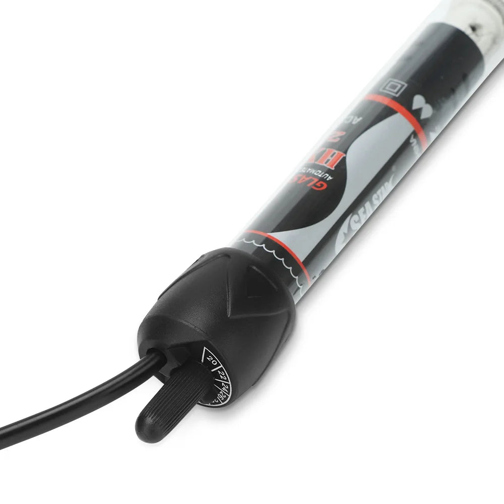 Submersible fish tank heater available in 25W, 50W, 100W, 200W, and 300W. This essential heating rod maintains a constant temperature for your aquarium.