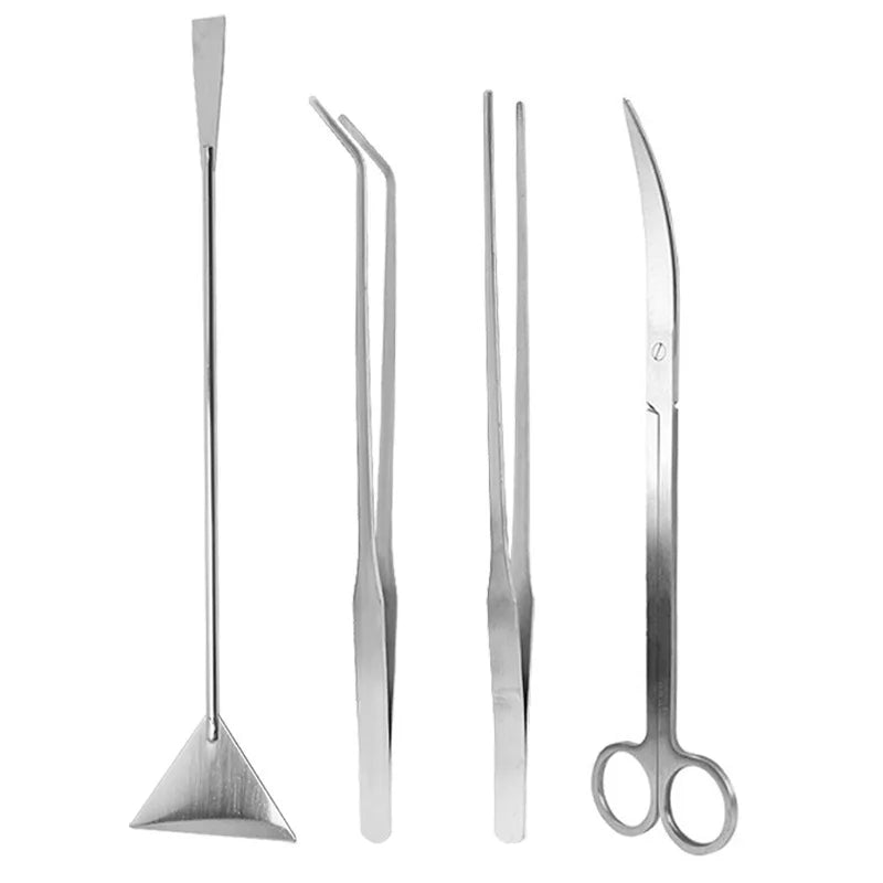 Stainless Steel Scissor Tweezers for Aquarium Plants, Wave Scissors for Grass, Cleaning Tools, and Storage Holder for Fish Tank Accessories.