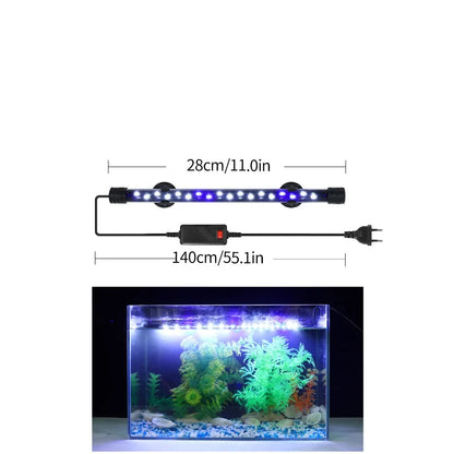 LED Plant Grow Light for Aquariums, Waterproof, suitable for fish tanks 18-58CM. Decorative lighting for underwater aquariums, operates on 90-260V with 5730 chip.