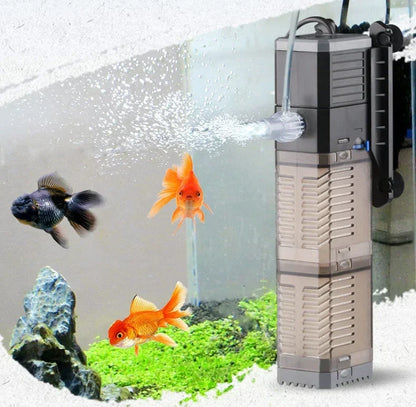 Super 4 In 1 Aquarium Filter Pump for Fish Tanks - Submersible Air Oxygen Internal Pump Models CHJ502/CHJ602/CHJ902/CHJ1502 with Water Pump Cottons.