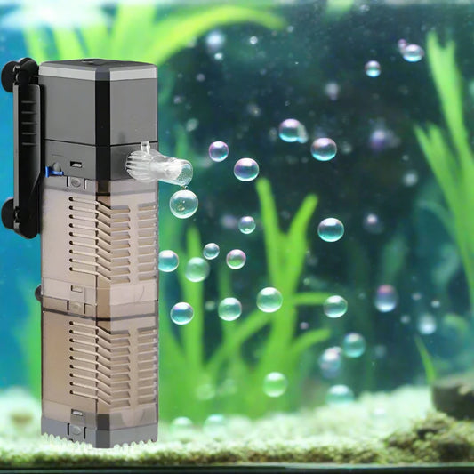 Super 4 In 1 Aquarium Filter Pump for Fish Tanks - Submersible Air Oxygen Internal Pump Models CHJ502/CHJ602/CHJ902/CHJ1502 with Water Pump Cottons.